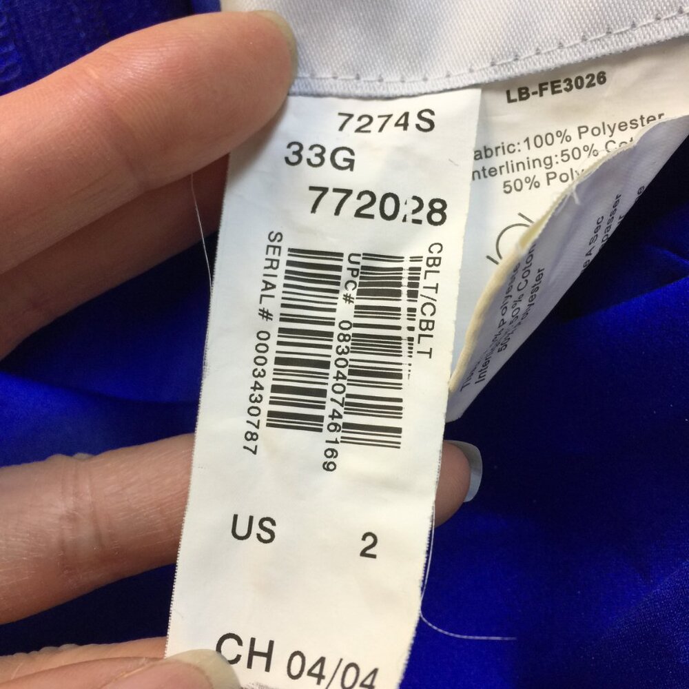 Alfred Angelo Mini Cocktail Dress Size 2 Womans Blue Satin One Shoulder Pleated - Picture 11 of 14